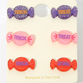 3Pairs - TICK TREAT Halloween Candy Stud Earring Set