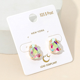 Teardrop Gemstone Cluster Stud Earrings