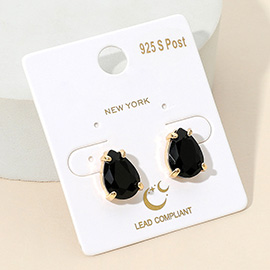 Teardrop Gemstone Cluster Stud Earrings