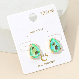 Teardrop Gemstone Cluster Stud Earrings