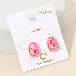Teardrop Gemstone Cluster Stud Earrings