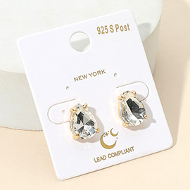 Teardrop Gemstone Cluster Stud Earrings