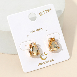 Teardrop Gemstone Cluster Stud Earrings