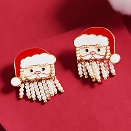 Pearl Beard Santa Claus Earrings