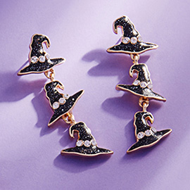 Enamel Witch Hat Link Dropdown Earrings