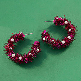 Christmas Tinsel Hoop Earrings