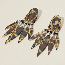 Abstract Tribal Style Leopard Celluloid Acetate Statement Earrings