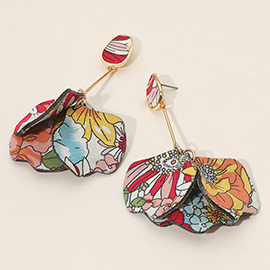 Vibrant Flower Pattern Layered Petal Drop Earrings