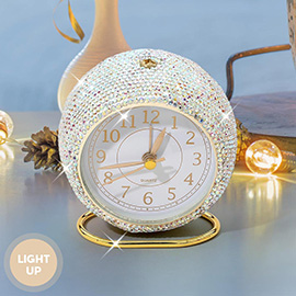 Light Up Bling Rhinestone Studded Quartz Table Clock
