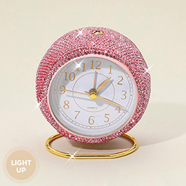 Light Up Bling Rhinestone Studded Quartz Table Clock