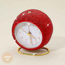 Light Up Bling Rhinestone Studded Quartz Table Clock
