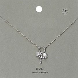 Metal Bubble Cross Heart Pearl Pendant Necklace