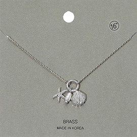 Seashell Starfish Pearl Pendant Necklace