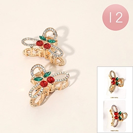 12PCS - Cherry Rhinestone Hair Claw Clips