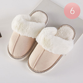 6Pairs - Fuzzy Plush Home Indoor Floor Slippers