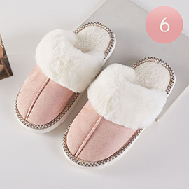 6Pairs - Fuzzy Plush Home Indoor Floor Slippers