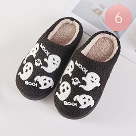 6Pairs - Halloween Ghost Cozy Fleece Home Indoor Floor Slippers