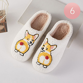 6Pairs - Corgi Cozy Fleece Home Indoor Floor Slippers