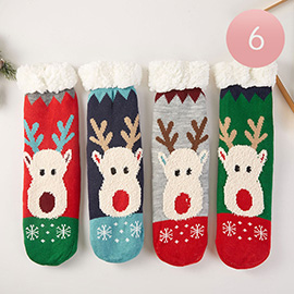 6Pairs - Christmas Reindeer Non-Slip Cozy Winter Socks Set