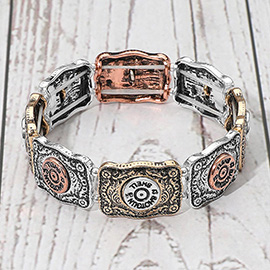 Western Shotgun Shell Embossed Vintage Stretch Bracelet