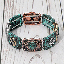 Western Shotgun Shell Embossed Vintage Stretch Bracelet