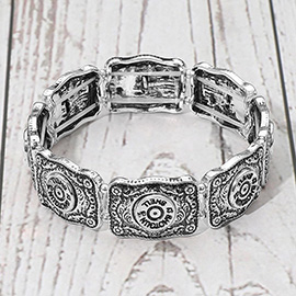 Western Shotgun Shell Embossed Vintage Stretch Bracelet