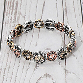 Western Vintage Round Shotgun Shell Beaded Stretch Bracelet