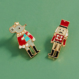 Holiday Nutcracker Mouse King Stud Earrings
