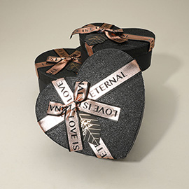 3PCS -  Heart Shaped LOVE Message Ribbon Gift Box Set