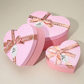 3PCS -  Heart Shaped LOVE Message Ribbon Gift Box Set