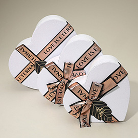 3PCS -  Heart Shaped LOVE Message Ribbon Gift Box Set