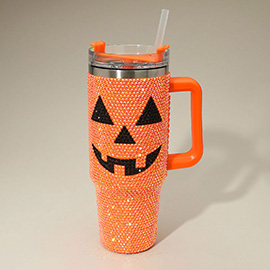 Bling Studded Halloween Jack-O'-Lantern 40oz Stainless Steel Tumbler
