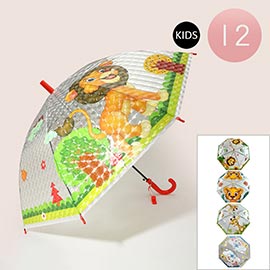 12PCS - Kids Animal Print Umbrellas