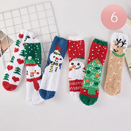 6Pairs - Fuzzy Christmas Socks Set