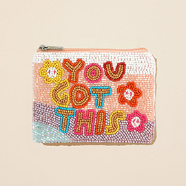 YOU GOT THIS Message Flower Seed Beaded Mini Pouch Bag