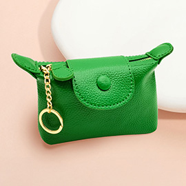 Solid Compact Keychain Mini Wallet Pouch Bag