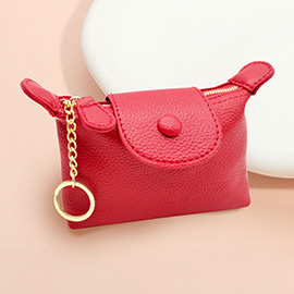 Solid Compact Keychain Mini Wallet Pouch Bag