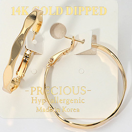 14K Gold Dipped Hypoallergenic Classic Polished Hoop Earrings