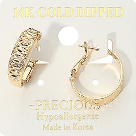 14K Gold Dipped Hypoallergenic Textured Hoop Earrings