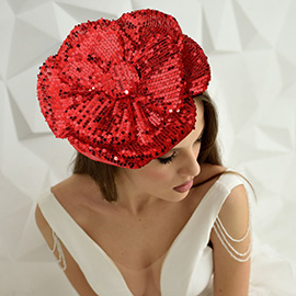 Sequin Flower Fascinator / Pin Brooch / Hair Band / Headband