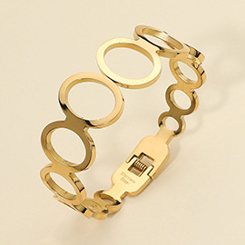 Stainless Steel Open Circle Link Hinged Bangle Bracelet