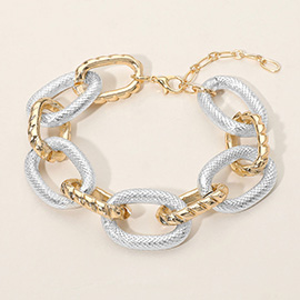 Chunky Textured Metal Link Chain Bracelet