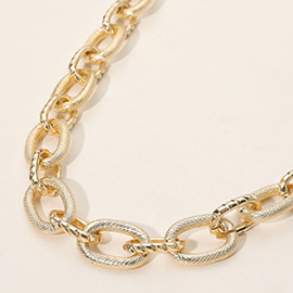 Chunky Textured Metal Link Chain Necklace