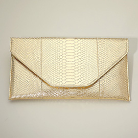 Snake Skin Patterned Envelope Clutch / Shoulder Bag