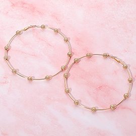 Textured Metal Bead Accent Hoop Earrings