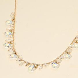 Faceted Bead Charm Station Necklace