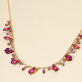 Faceted Bead Charm Station Necklace