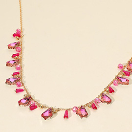 Faceted Bead Charm Station Necklace