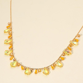 Faceted Bead Charm Station Necklace