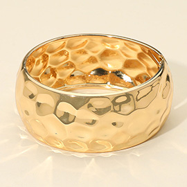 Bold Hammered Metal Hinged Bangle Bracelet